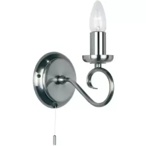 Image of Endon Trafford - 1 Light Indoor Candle Wall Light Antique Silver, E14