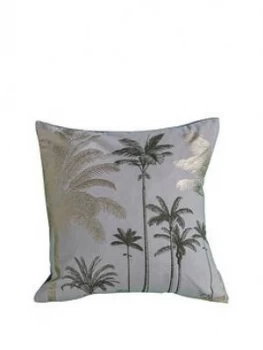 Image of Gallery Palm Trees Metallic Cushion - Grey