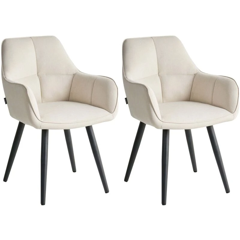 Image of Beliani Set Of 2 Dining Chairs Tirano Faux Linen Light Beige