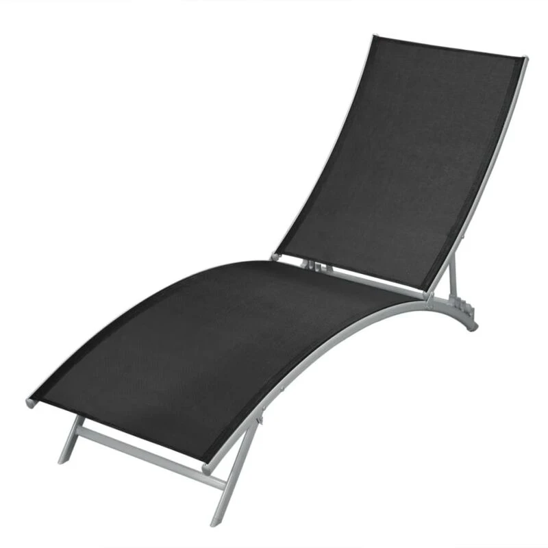 Image of vidaXL Sun Lounger Outdoor Garden Patio Bench Chair Recliner Textilene Black