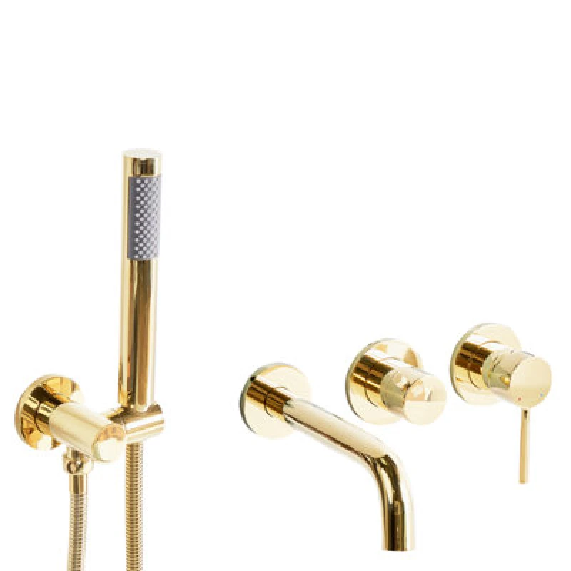 Image of Beliani Wall Mounted Bath Shower Mixer Tap Javira Gold