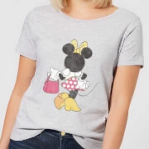 Disney Mickey Mouse Minnie Mouse Back Pose Womens T-Shirt - Grey - L