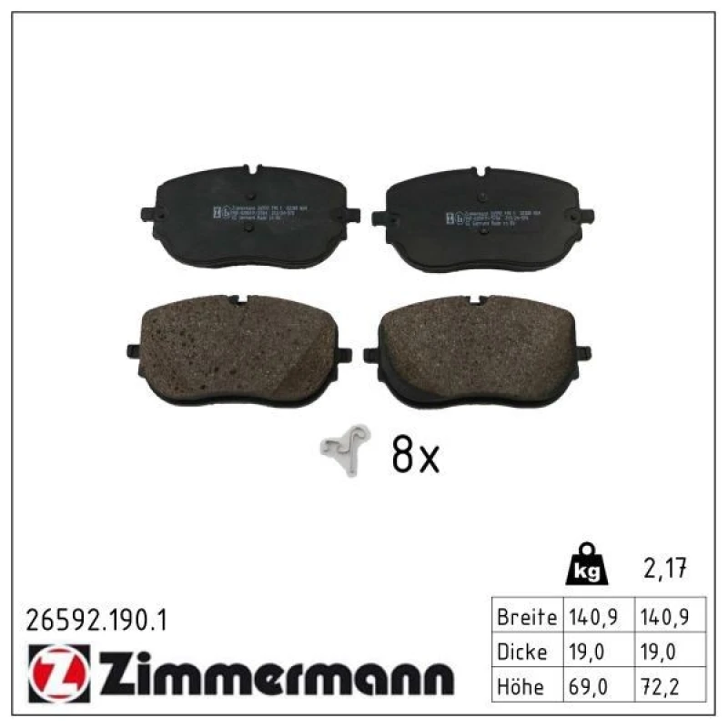 Image of ZIMMERMANN Brake pad set ZIMMERMANN 26592.190.1