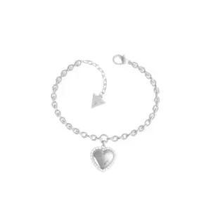 image of Rhodium 4G Logo Heart Crystals Bracelet UBB01077RHL