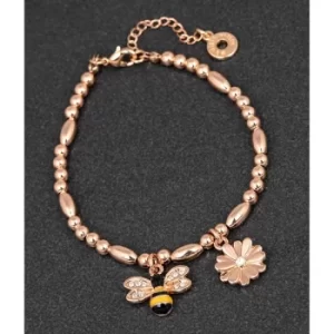 Image of Handpainted Bee Flower RG Charm Bracelet