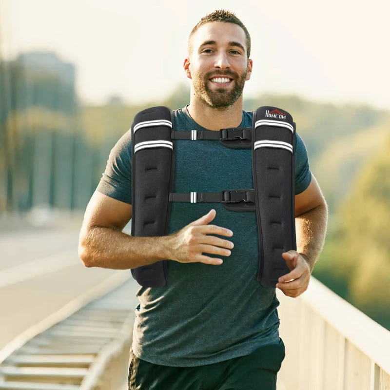 Image of HOMCOM 10KG Weighted Vest with Adjustable Straps, Pocket, Reflective Strips, Black A91-204V02