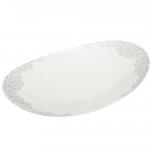 image of Denby Monsoon Filigree Silver Large Oval Platter