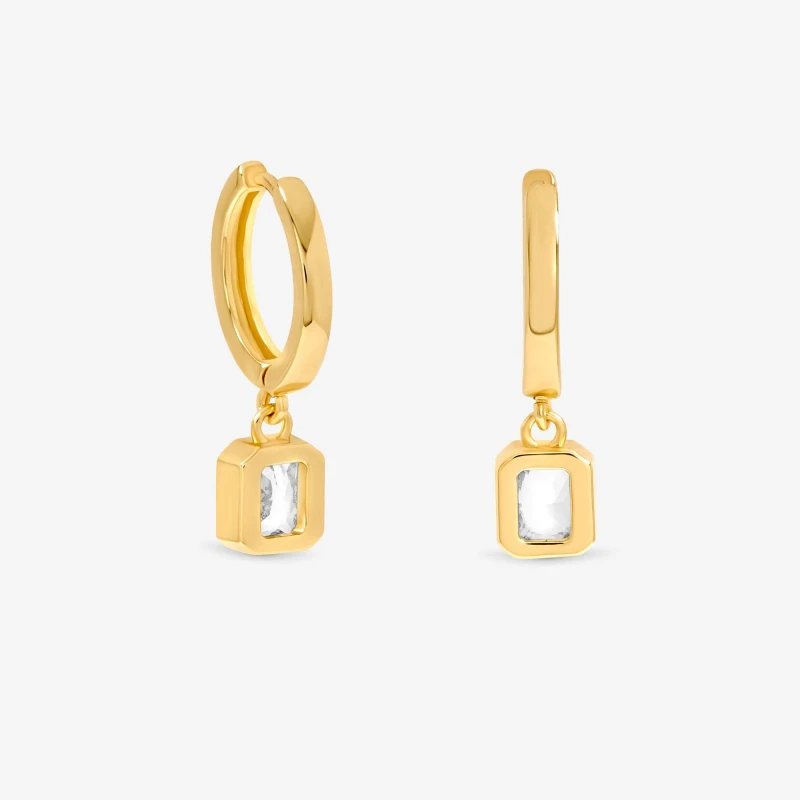 Image of Jon Richard 18K Gold Plated And Crystal Huggie Drop Earring Stud Earrings One Size Gold 39809710000