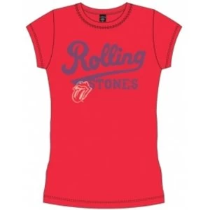 Image of Rolling Stones Team Logo Red Ladies T Shirt: Large
