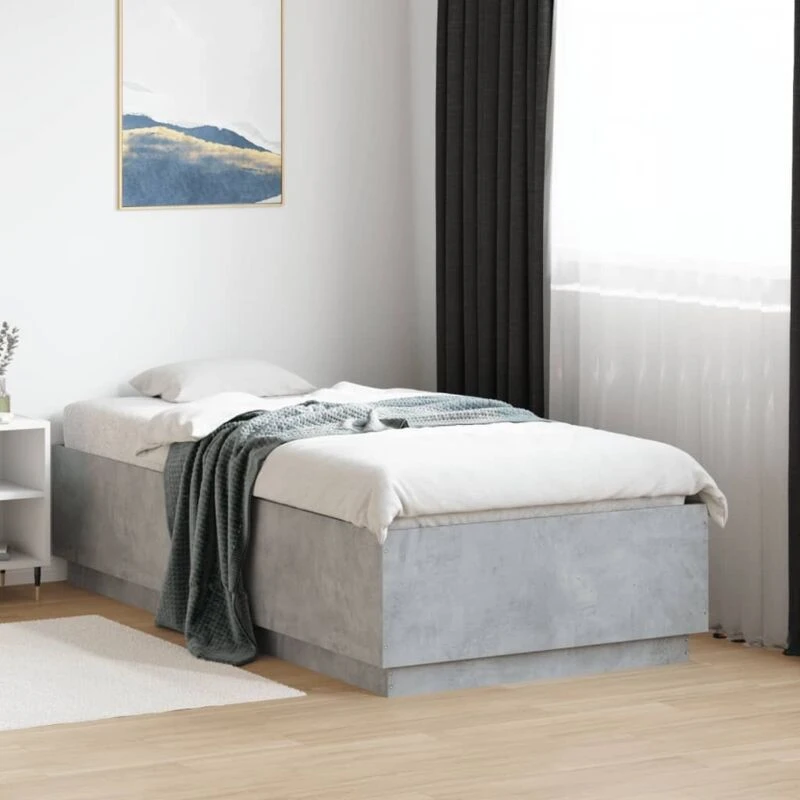 Image of VIDAXL Bed Frame with LED without Mattress Concrete Grey 90x190cm Single Vidaxl 8721012273986