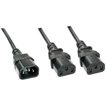 Image of LINDY Current Y cable [1x IEC C14 plug - 2x IEC C13 socket ] 1m Black