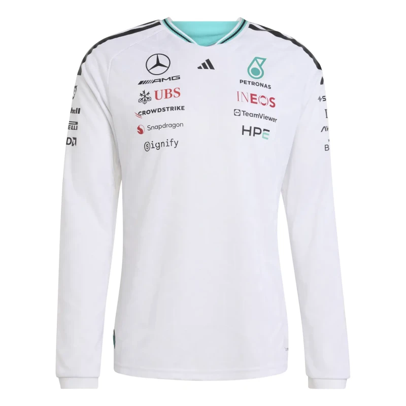 Image of Adidas Mercedes AMG Authentic Long Sleeve Shirt Petronas Formula One Team Driver Blanc Male XL