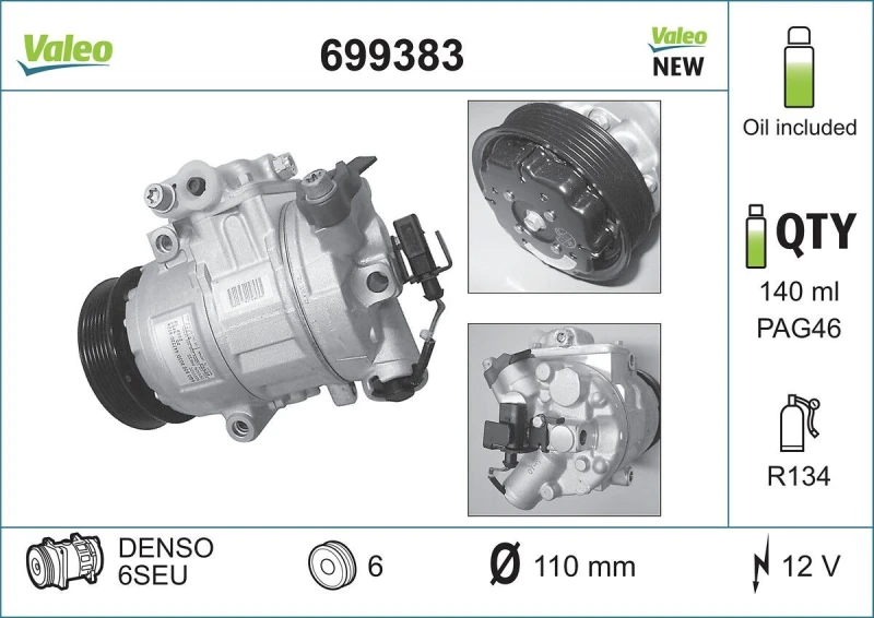 Image of Air conditioning compressor VALEO 699383