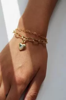 Image of Gold Plated Polished Heart Bracelet