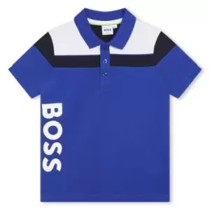 image of Boss Boss Large Logo Polo Shirt Juniors - Blue