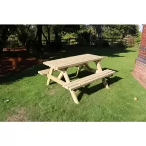 image of Deluxe A-Frame Picnic Table, traditional wooden picnic bench