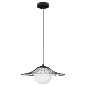 image of Netlighting Merano Lachine Wire Frame Pendant Ceiling Light Matt Black Metal Led