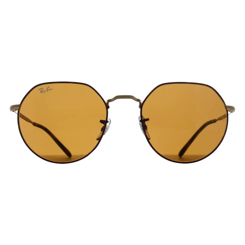 Image of Ray-Ban Ray-Ban Round Matte Havana on Matte Arista Gold Brown RB3565 Jack Gold One Size Unisex 8056262484906
