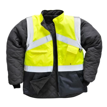 Image of Oxford Weave 300D Class 1:2 Hi Vis 2-Tone Reversible Jacket Yellow / Navy 2XL