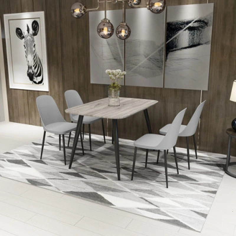 Image of Core Products Aspen Grey Oak Effect 120Cm Rectangular Dining Table With 4 Light Grey Plastic Duo Design Chairs