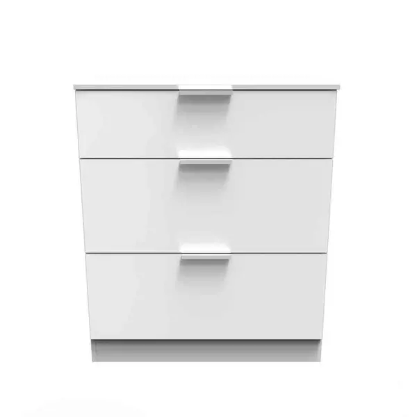 Welcome Furniture Ready Assembled Plymouth 3 Drawer Deep Chest In White Gloss