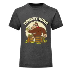 image of Super Mario Unisex Adult Donkey Kong T-Shirt (M) (Dark Grey Heather)