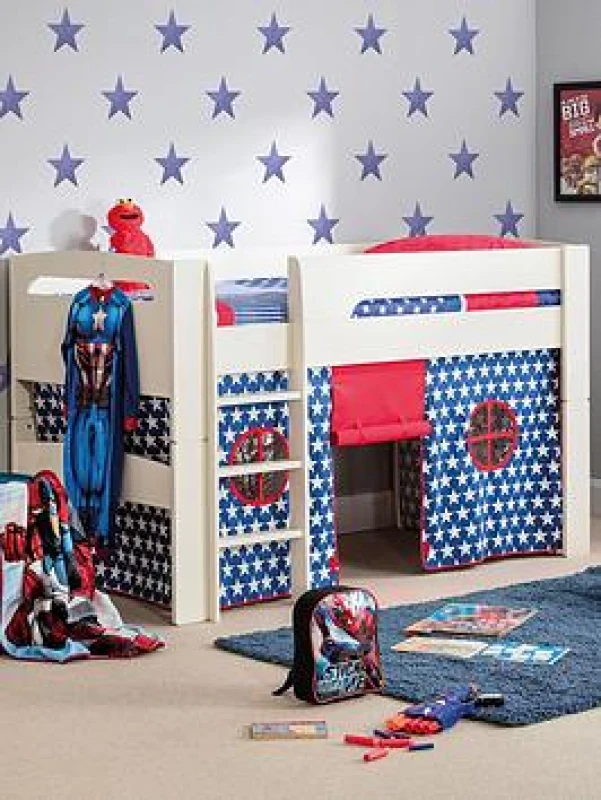 Image of Julian Bowen Nova White Midsleeper Bed With Blue Star Tent White W93LJ Unisex