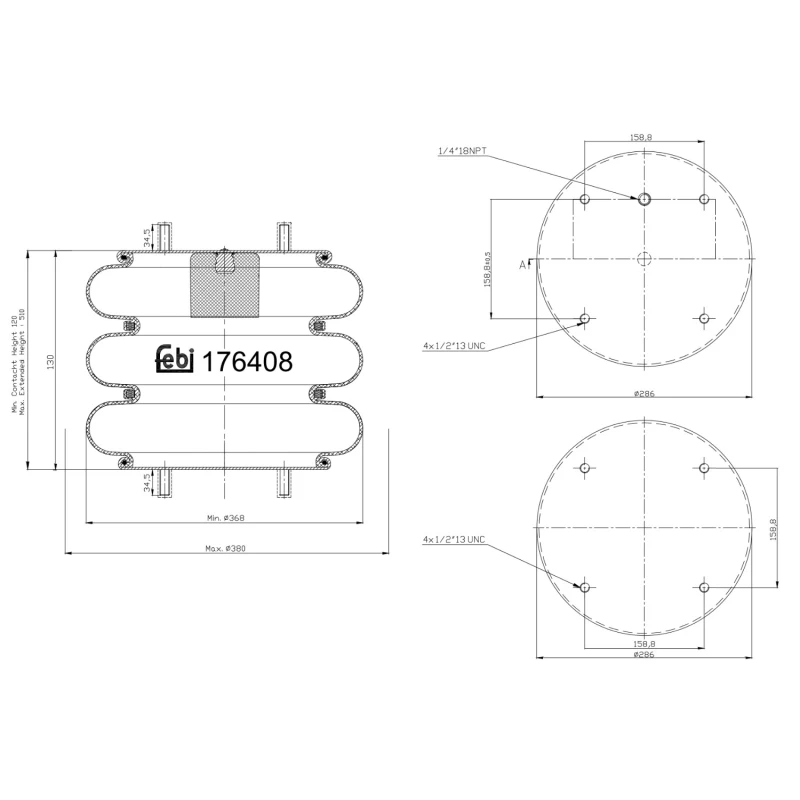 Image of FEBI BILSTEIN 176408 Boot, air suspension Boot,air suspension (324)