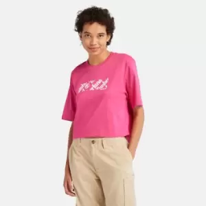 Image of Timberland Logo Pack Cropped Tee For Her In Pink Pink, Size L