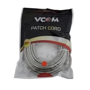 image of VCOM RJ45 (M) to RJ45 (M) CAT5e 15m Grey Retail Packaged Moulded Network Cable