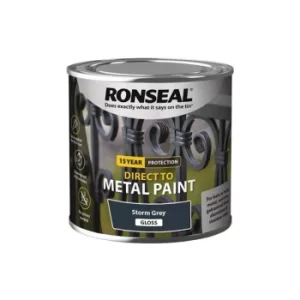Image of Ronseal Direct to Metal Paint Storm Grey Gloss 250ml