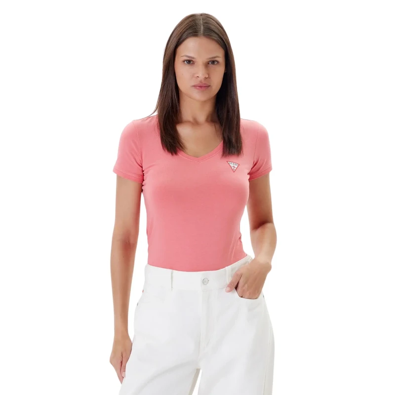 Image of Guess Womens T-Shirt Guess Mini Triangle Rose Female XS