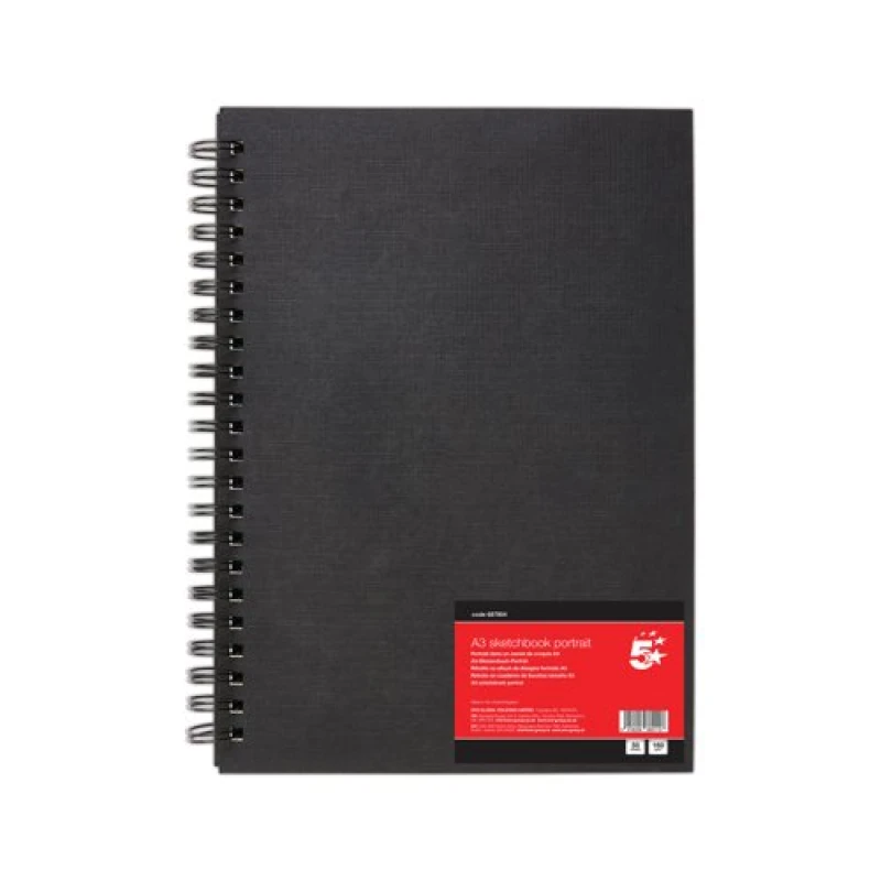 Image of 5 Star 5 Star Hardback Spiral Sketchbook A3 Portrait 50 Sheets FS688011 FS688011