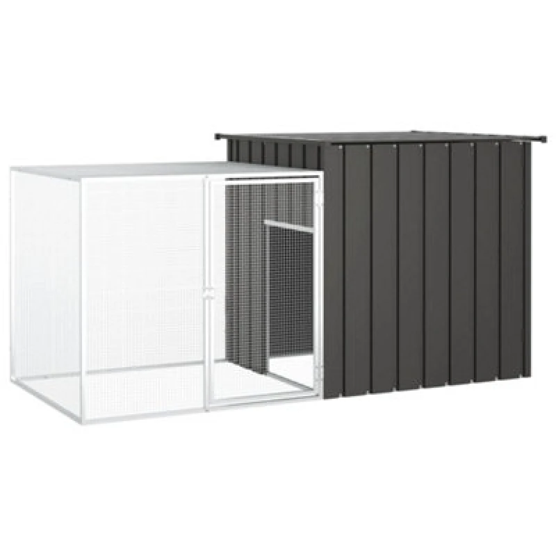 Image of vidaXL Rabbit Cage Anthracite 200x91x100cm Galvanised Steel, Grey 3155527