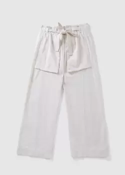 Image of Free People Womens Sky Rider Straight Leg Belted Trousers In Ecru