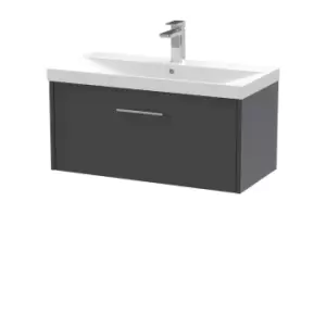 Hudson Reed Juno 800mm Wall Hung Single Drawer Vanity & Thin-Edge Basin - Graphite Grey