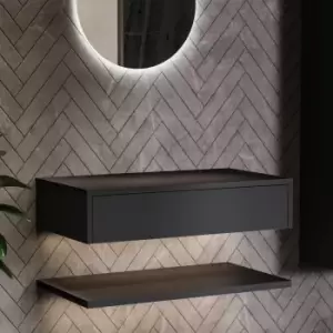 Image of 800mm Black Wall Hung Countertop Basin Shelf - Lugo