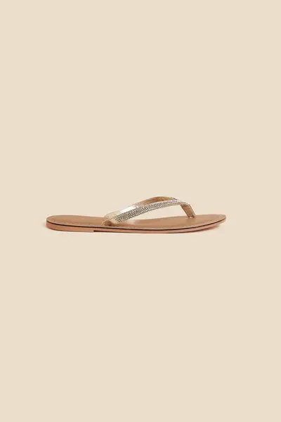 Image of Accessorize 'Daniella' Beaded Flip Flops White
