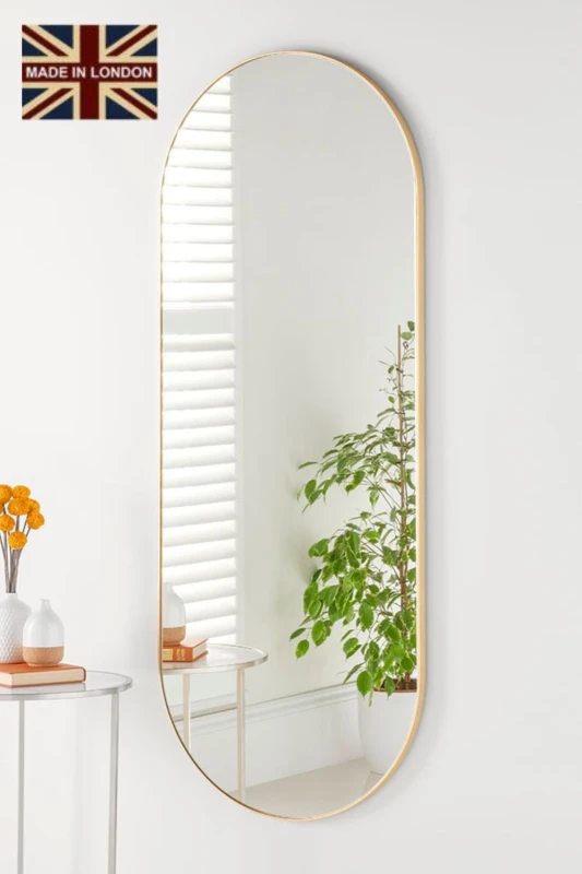 Image of Yearn Mirrors Large Full Length Gold Curved Mirror 150x60cm Gold