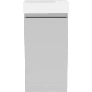 Image of Atlanta Single Door Cloakroom Floor Standing Basin Unit With Basin Pearl 400mm in Grey MFC