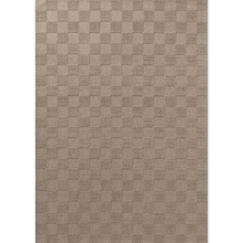 Image of The Rugs Scala Handwoven Wool Rug Geometric Checkered Low Pile In Beige