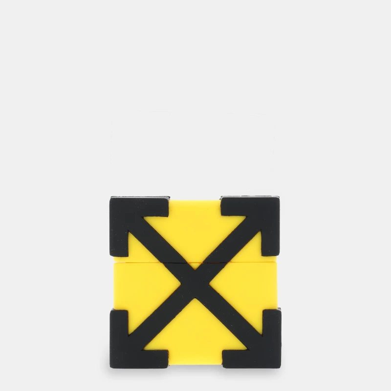 Image of Off White Mens Airpods Wireless Headphone Case Yellow Black male One Size