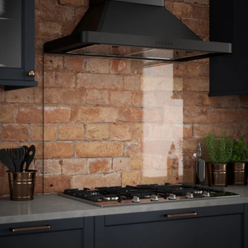 Image of Clear Glass Kitchen Splashback With Copper Caps 900X700Mm, Clear SB53550