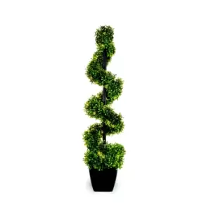 image of Pre-Lit Swirl Artificial Topiary Tree 92Cm, Battery-Powered