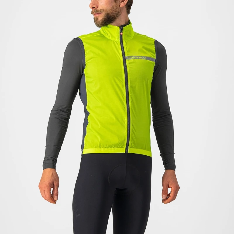Image of Castelli Squadra Stretch Gilet XL Electric Lime/Dark Grey - Cycles UK