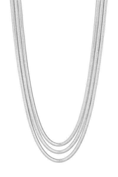 image of Recycled Sterling Silver Plated Multi Row Snake Chain Necklace - Gift Pouch