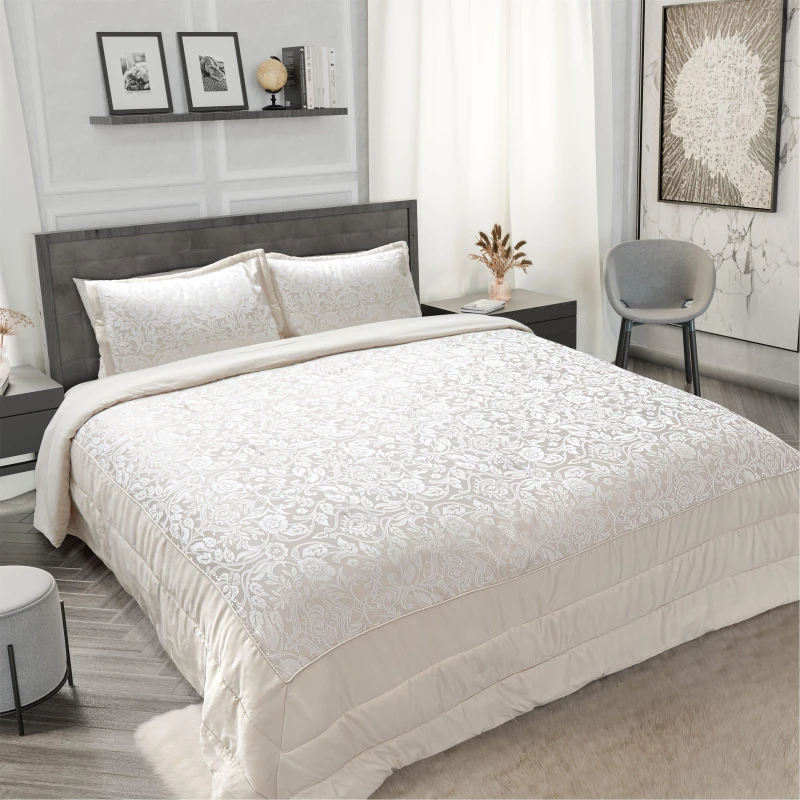 Image of Emma Barclay Eden Bedspread with 2 Matching Pillow Shams - Cream EDEBEDCRM