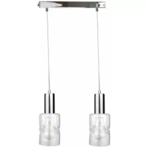 Image of Keter Cross Bar Pendant Ceiling Light Silver, 50cm, 2x E27