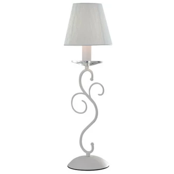 Image of Fan Europe Lighting - Fan Europe PERLA Table Lamp with Round Tapered Shade White, K9 Crystals 15x40cm