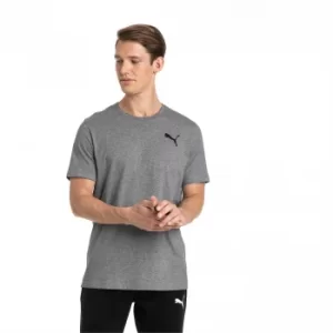 Image of PUMA Mens Essentials Small Logo T-Shirt, Medium Grey Heather/Cat, Clothing